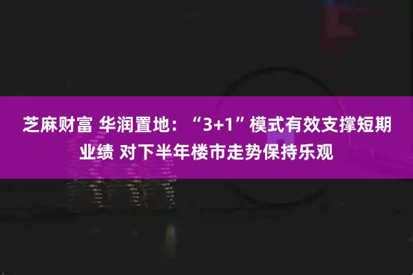芝麻财富 华润置地：“3+1”模式有效支撑短期业绩 对下半年楼市走势保持乐观